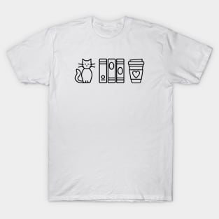 Cats, Books, & Coffee (Black Print) T-Shirt